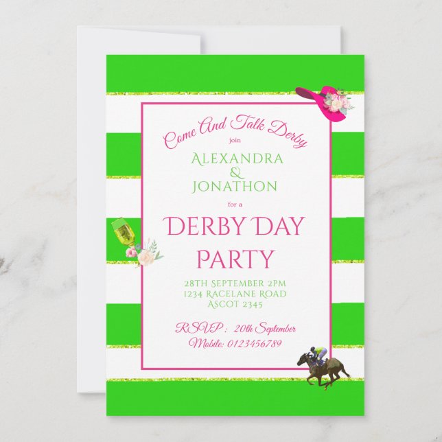 Inbjudan till Hästdagspartiet Tävla Derby Day Part (Baksida)