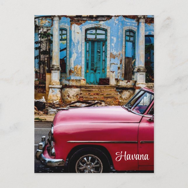 Inbjudan till Havana Cuba Red Vintage bil (Framsida)
