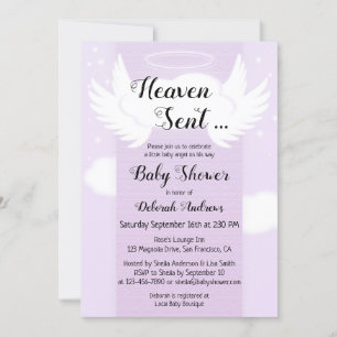 Inbjudan till Heaven Sent Angel Vingar Baby Shower