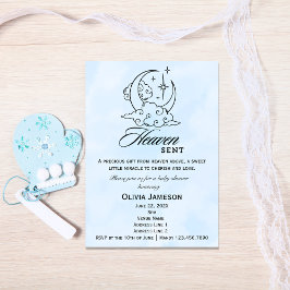 Inbjudan till Heaven Sent Baby Shower Blue Måne St