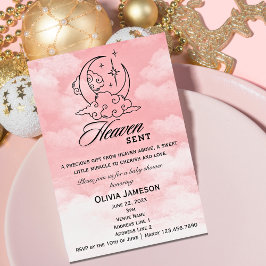 Inbjudan till Heaven Sent Baby Shower Rosa Måne St