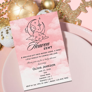 Inbjudan till Heaven Sent Baby Shower Rosa Måne St