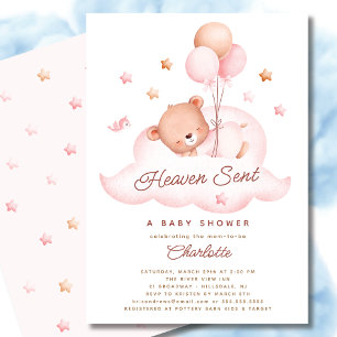 Inbjudan till Heaven Sent Bear Baby Shower