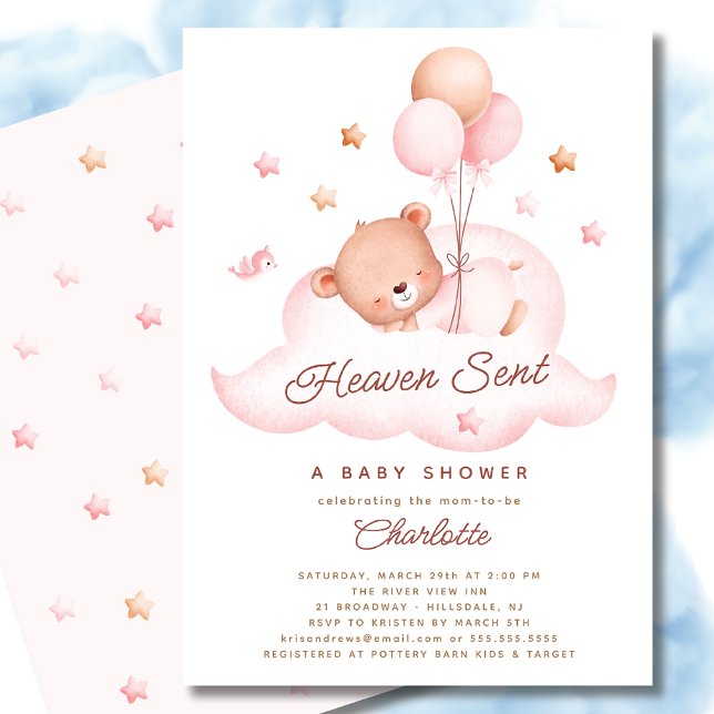 Inbjudan till Heaven Sent Bear Baby Shower (Skapare uppladdad)