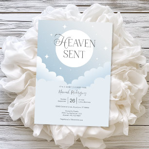 Inbjudan till Heaven Sent Blue Clouds Baby Shower