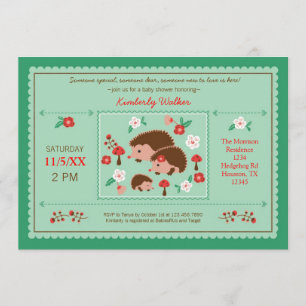 Inbjudan till Hedgehog Family Unisex Baby Shower