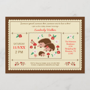 Inbjudan till Hedgehog Family Unisex Baby Shower