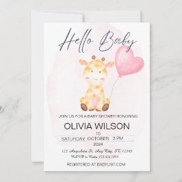 Inbjudan till hej Baby Giraffe Baby Shower
