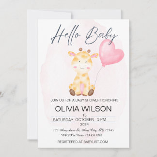 Inbjudan till hej Baby Giraffe Baby Shower