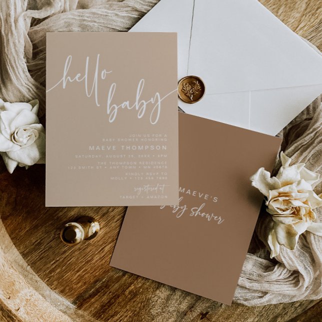Inbjudan till hej Baby Modern Neutralt Baby Shower (Skapare uppladdad)
