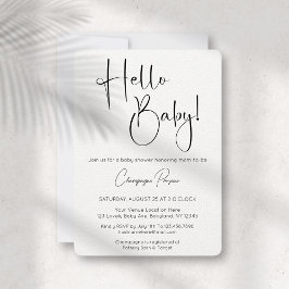 Inbjudan till hej Baby Modern Script Baby Shower