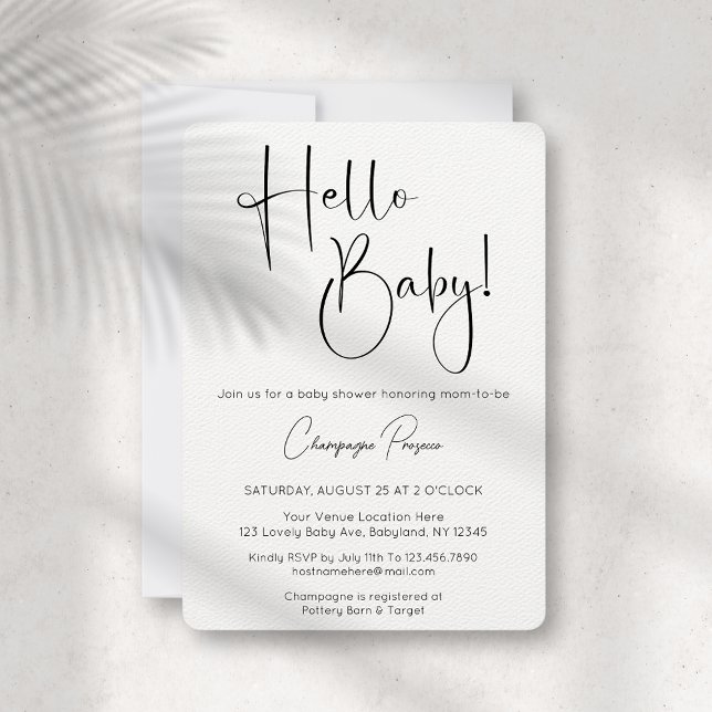 Inbjudan till hej Baby Modern Script Baby Shower (Skapare uppladdad)