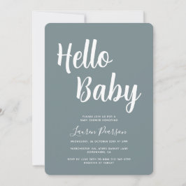 Inbjudan till hej Baby Rustic Blue Baby Shower