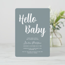 Inbjudan till hej Baby Rustic Blue Baby Shower