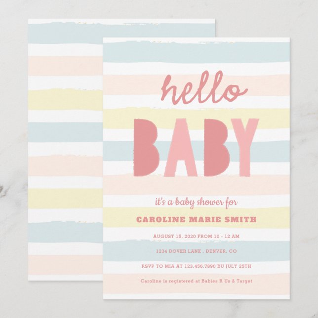 Inbjudan till Hej Baby Shower i baby Rand  (Fram/baksida)