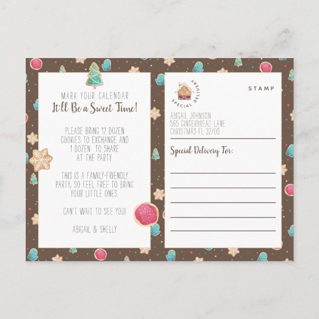 Inbjudan till Helgdag Cookie Exchange-budgetgrupp (Baksida)