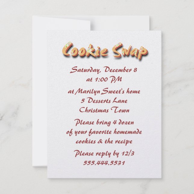 Inbjudan till helgdag Cookie-swap-part (Framsida)