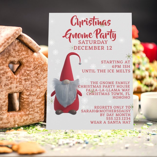 Inbjudan till Helgdag Cute Jul Gnome Party (For your Gnome Party. Just add your details)