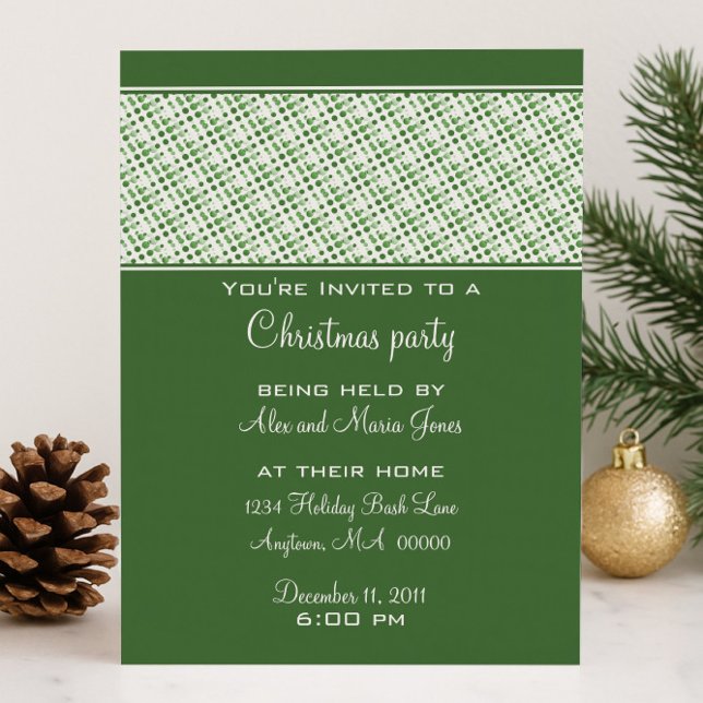Inbjudan till helgdag Effercence-part, Grönt (Green Holiday Effervescence Party Invitation)
