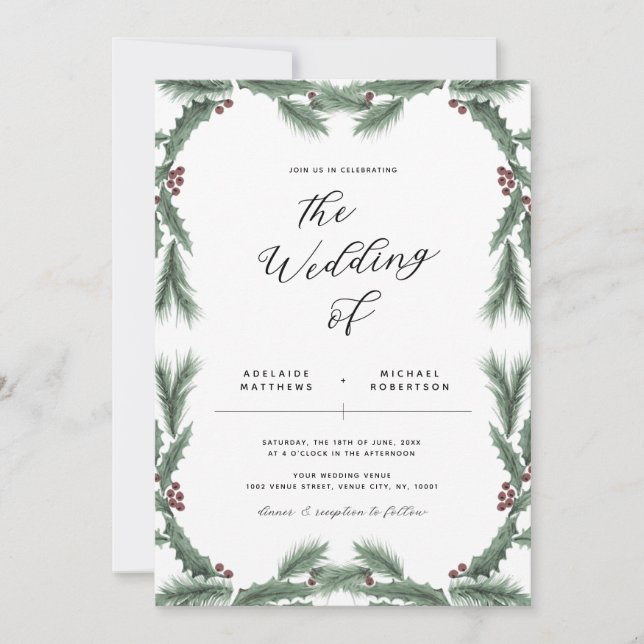 Inbjudan till helgdag Grey-julbröllop (Framsida)