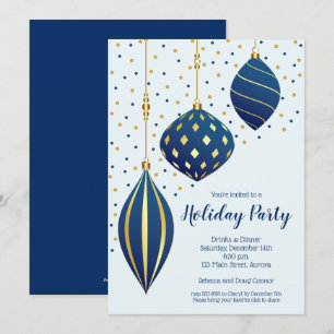 Inbjudan till Helgdag Guld Blue jul Ornaments
