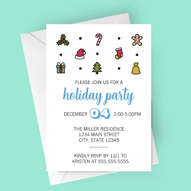 Inbjudan till helgdag-ikoner-grupp (Modern Christmas Icons Holiday Party Invitation)