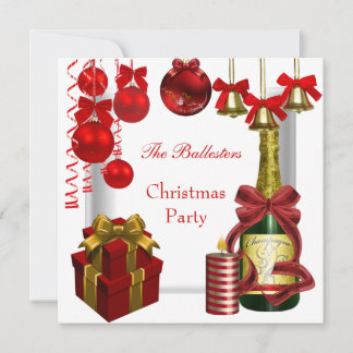 Inbjudan till Helgdag jul Party Red White Guld