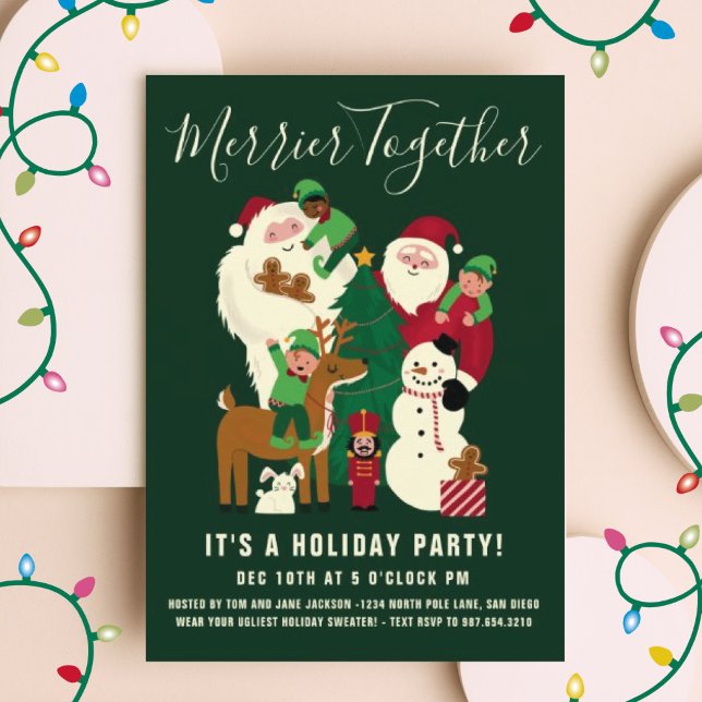 Inbjudan till Helgdag Merrier Together Santa Frien (Skapare uppladdad)