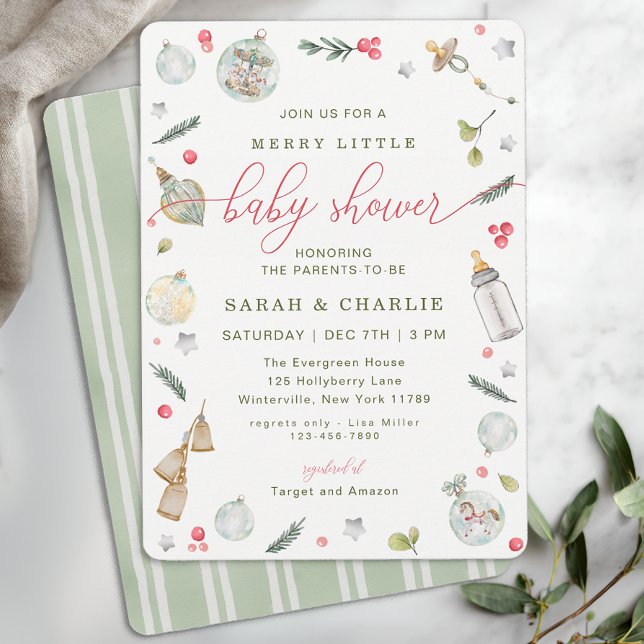 Inbjudan till Helgdag Merry Little Baby Shower (Merry Little Baby Shower Invite)