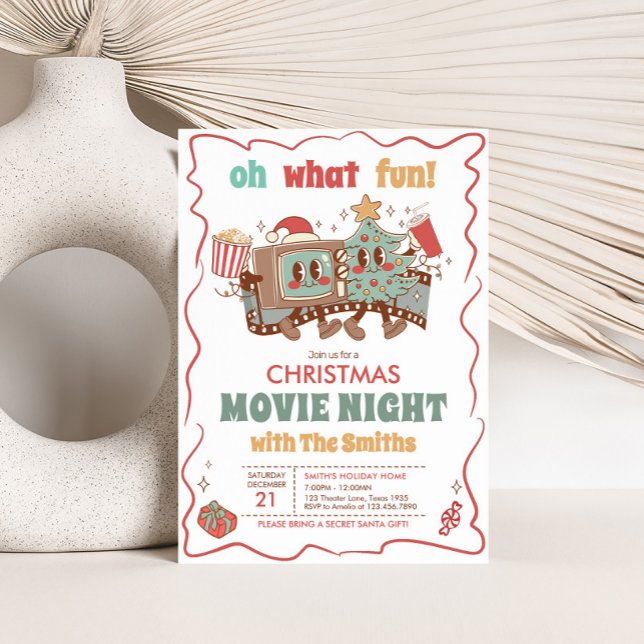 Inbjudan till helgdag Movie kvällens julfest (Christmas Holiday Movie Night Party Invitation)