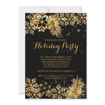 Inbjudan till Helgdag om elegant Guld Snöflingor