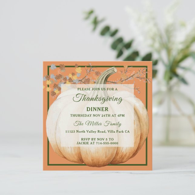 Inbjudan till helgdag Pumpkin-Thanksgiving på midd (Stående Fram)
