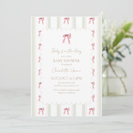 Inbjudan till helgdag Rosa Bow Baby Shower