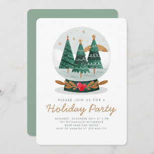 Inbjudan till helgdag SnowGlobe Party greenery löv