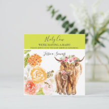 Inbjudan till heliga Cow Baby Shower Boho Highland