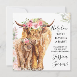 Inbjudan till heliga Cow Baby Shower Boho Highland
