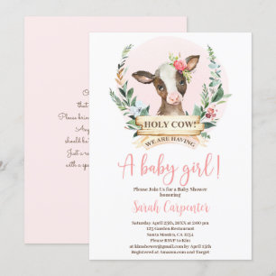 Inbjudan till heliga Cow Baby Shower-flicka
