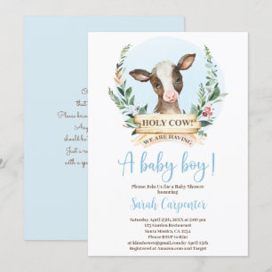 Inbjudan till heliga Cow Baby Shower-pojke