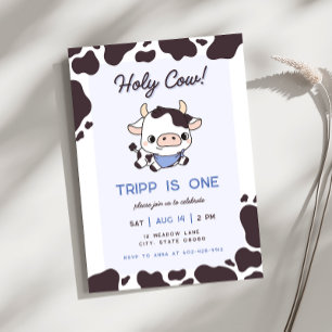 Inbjudan till heliga Cow Blue Boy Birthday