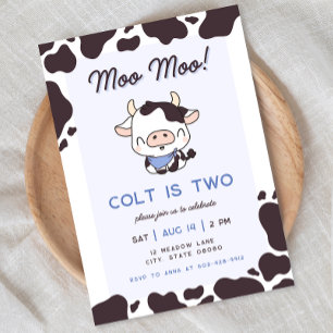 Inbjudan till heliga Cow Blue Boy Birthday
