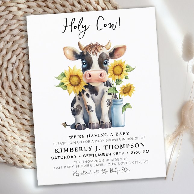 Inbjudan till heliga Cow-solblommor, babykläder (Skapare uppladdad)