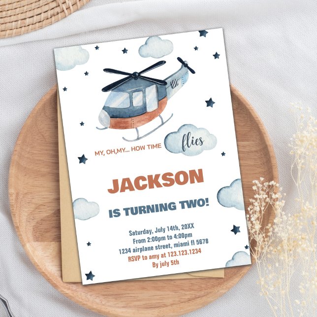 Inbjudan till helikopterfödelsedag (Helicopter Birthday Invitations)