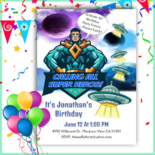 Inbjudan till Hero Spaceship Boy Birthday