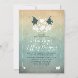 Inbjudan till herr och fru Fish Beach bröllopsdag