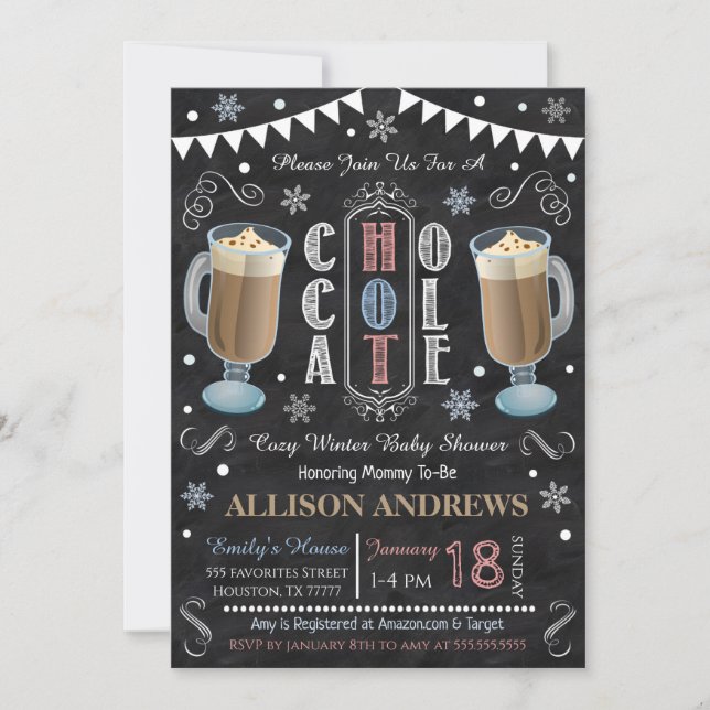 Inbjudan till hetten Chocolate Baby Shower (Framsida)