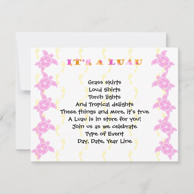 Inbjudan till Hibiscus Turtle Luau-partiet (Framsida)