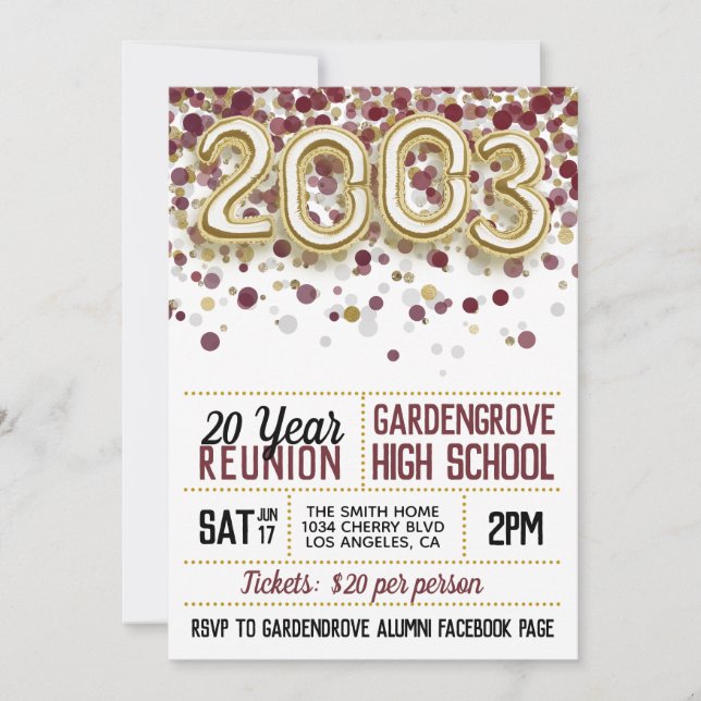 Inbjudan till High School-klassens återträff 2003 (Framsida)