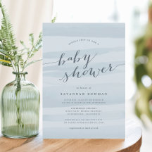 Inbjudan till Himmel Blue Watercolor Baby Shower