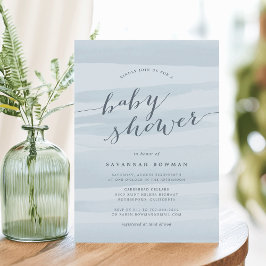 Inbjudan till Himmel Blue Watercolor Baby Shower