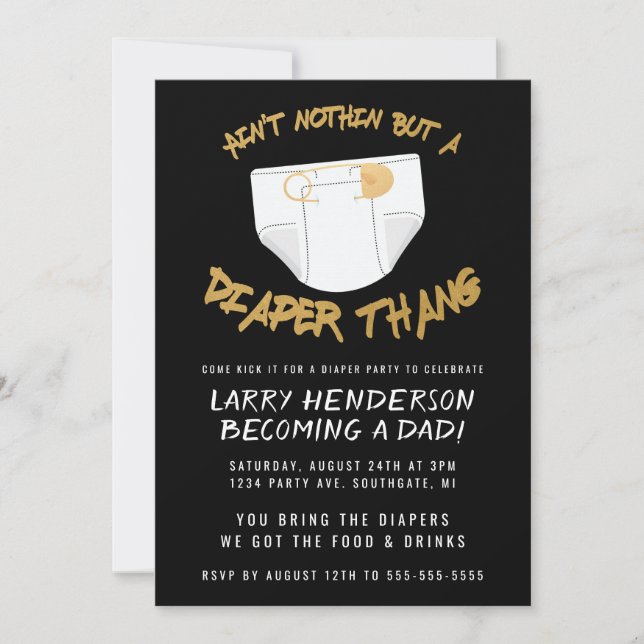 Inbjudan till Hip hop Diaper Party Party (Framsida)